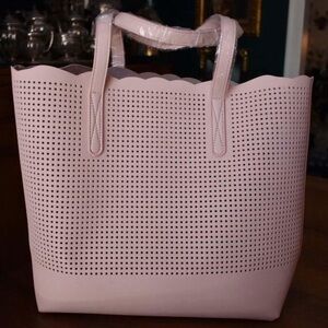 Neiman Marcus Pink Perforated Tote